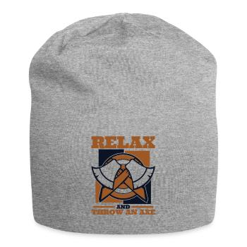 Entspannen Sie sich und werfen Sie eine Axt Axt Werfen Sie Spielaxt - Jersey-Beanie - Grau meliert - Vorne