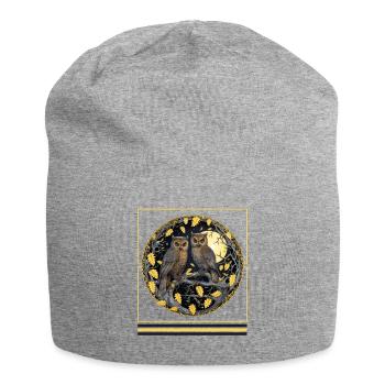 Hiboux et Harvest Moon Vintage gothique Halloween Tee - Bonnet en jersey - gris chiné - Devant