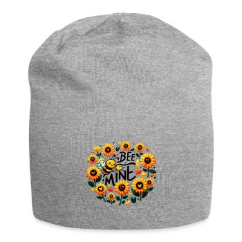 Bee Mine : abeille lunatique et fleurs ludiques - Bonnet en jersey - gris chiné - Devant