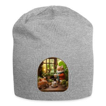 Café et Crochet chat artisanat champignon Designs - Bonnet en jersey - gris chiné - Devant