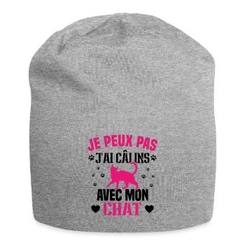 Ich kann nicht mit meiner Katze kuscheln Humor Katze - Jersey-Beanie - Grau meliert - Vorne