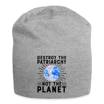 Zerstöre das Patriarchat, nicht den Planeten - Jersey-Beanie - Grau meliert - Vorne
