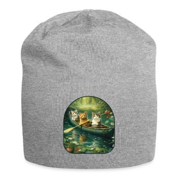 Balade en canoë chats pataugeant dans un champignon - Bonnet en jersey - gris chiné - Devant