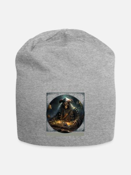 Verfluchtes Piraten Skelett Halloween T-Shirt - Jersey-Beanie - Grau meliert