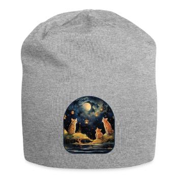 Sternennacht Katzen und Pilze unter einem himmlischen - Jersey-Beanie - Grau meliert - Vorne