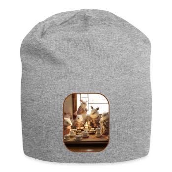 Tea Ceremony Bunnies Cute Rituals T Shirt - Jersey Beanie - heather grey - Front