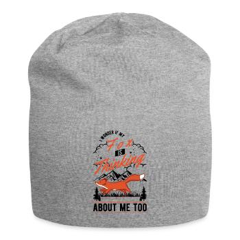 Cadeau de renard Renard roux - Bonnet en jersey - gris chiné - Devant