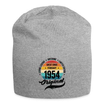Retro 70 Years February 1954 Birthday Vintage - Jersey Beanie - heather grey - Front