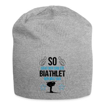 Weltbester Biathlet – Coolness Pur - Jersey-Beanie - Grau meliert - Vorne