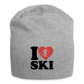 I Love Ski, Après Ski, Winter Sports, Heart - Jersey Beanie - heather grey - Front