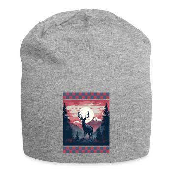 Dusk Forest American Flag Trees Mountain Camo - Jersey Beanie - heather grey - Front