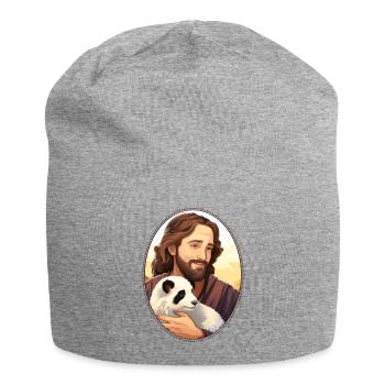 Jesus Snuggling Panda T Shirt, Christian Animal - Jersey Beanie - heather grey - Front