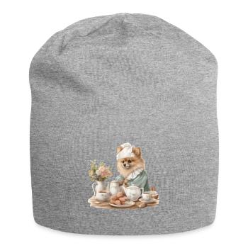Pomeranian Cottagecore Tea Party Men Women - Jersey Beanie - heather grey - Front