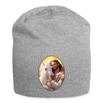 Jesus Snuggling Unicorn T Shirt, Christian - Jersey Beanie - heather grey - Front