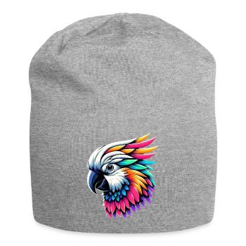 Kakadu-Papagei mit Kamm - Jersey-Beanie - Grau meliert - Vorne
