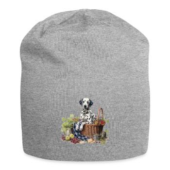 Dalmatiner Hundehütte Cottagecore Picknick Glückseligkeit - Jersey-Beanie - Grau meliert - Vorne