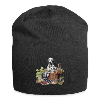 Dalmatiner Hundehütte Cottagecore Picknick Glückseligkeit - Jersey-Beanie - Anthrazit - Vorne