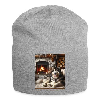 Alaskan Malamute Cottagecore Kabine Gemütlichkeit Herren - Jersey-Beanie - Grau meliert - Vorne