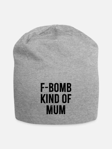 F Bombe Kinda Mama - Jersey-Beanie - Grau meliert