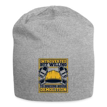 Introverted But Willing To Discuss House - Jersey Beanie - heather grey - Front
