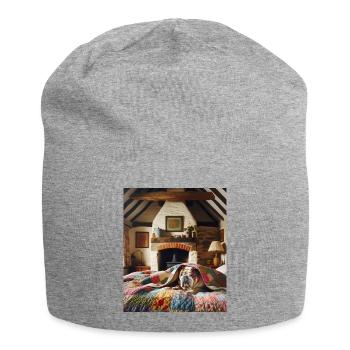 Bulldog Matelassé Cottagecore Comfort Hommes Femmes - Bonnet en jersey - gris chiné - Devant