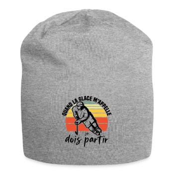 Wenn mich das Eis ruft, muss ich das Eishockey verlassen - Jersey-Beanie - Grau meliert - Vorne