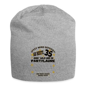 35. Geburtstag Mann und Frau Gästebuch - Jersey-Beanie - Grau meliert - Vorne
