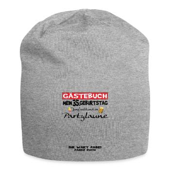 35th Birthday Man and Woman Guestbook - Jersey Beanie - heather grey - Front