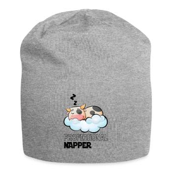 Professinonal Napper Cow Sleeping Late Riser - Jersey Beanie - heather grey - Front