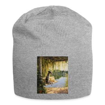 Greyhound Lakeside Cottagecore Dog Retreat Men - Jersey Beanie - heather grey - Front