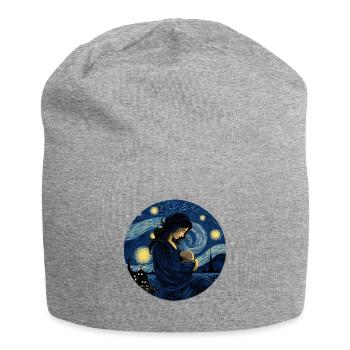 Breastfeeding Starry Night Shirt Motherhood - Jersey Beanie - heather grey - Front