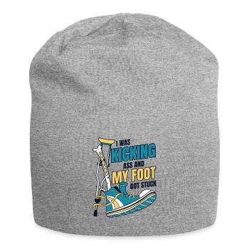 I Was Kicking Ass Broken Bone Broken Finger Bone - Jersey Beanie - heather grey - Front