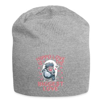 Valentines Day Shirt, Hippo Love Is The Biggest - Jersey Beanie - heather grey - Front