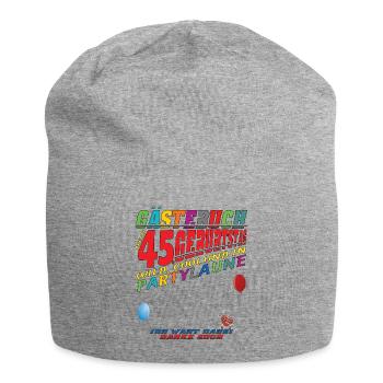 45th Birthday Man and Woman Guestbook - Jersey Beanie - heather grey - Front