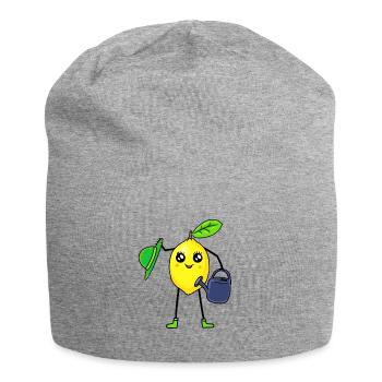 Zitrone Frucht Obst Gärtner Gießkanne Gartenarbeit - Jersey-Beanie - Grau meliert - Vorne