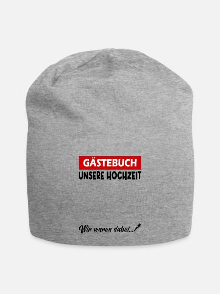 Hochzeit Gästebuch Heirat Gästeliste Polterabend - Jersey-Beanie - Grau meliert