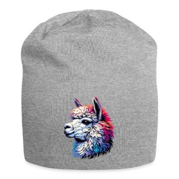 Alpaka - Jersey-Beanie - Grau meliert - Vorne