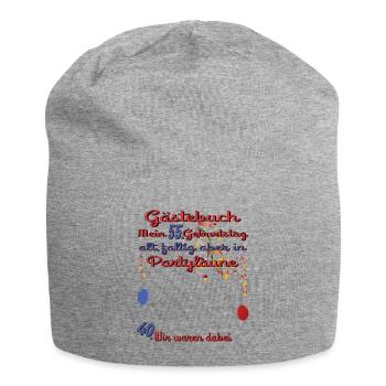 55th Birthday Man and Woman Guestbook - Jersey Beanie - heather grey - Front