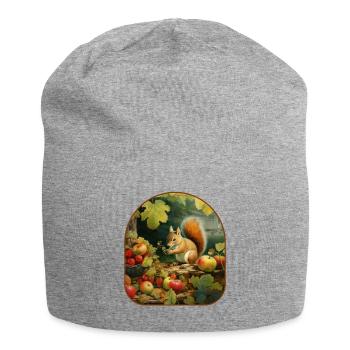 Frosch-Eichhörnchen-Apfel Erntezeit - Jersey-Beanie - Grau meliert - Vorne