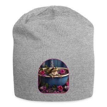 Baignoire Grenouille Relaxante Pétales De Fleurs Cottagecore - Bonnet en jersey - gris chiné - Devant