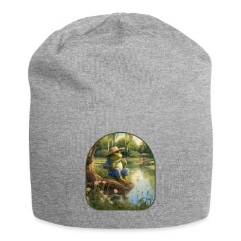 Cottagecore Frosch Angelteich Weidenbäume - Jersey-Beanie - Grau meliert - Vorne