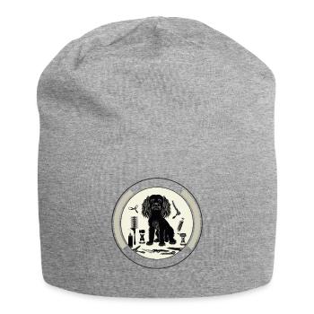 Hundesilhouette gefüllte Pflegewerkzeuge Haustierpflege - Jersey-Beanie - Grau meliert - Vorne