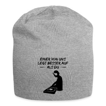 DJ humour disant raccrocher la musique cadeau - Bonnet en jersey - gris chiné - Devant