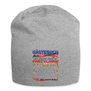 55th Birthday Man and Woman Guestbook - Jersey Beanie - heather grey - Front