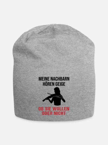 Geigen-Nachbarn Sound Check Geschenk - Jersey-Beanie - Grau meliert