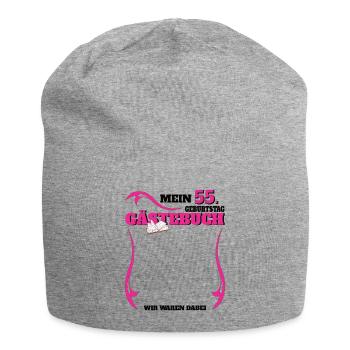 55th Birthday Man and Woman Guestbook - Jersey Beanie - heather grey - Front