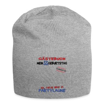 55th Birthday Man and Woman Guestbook - Jersey Beanie - heather grey - Front