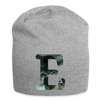 Lettre e marbré vert - Bonnet en jersey - gris chiné - Devant
