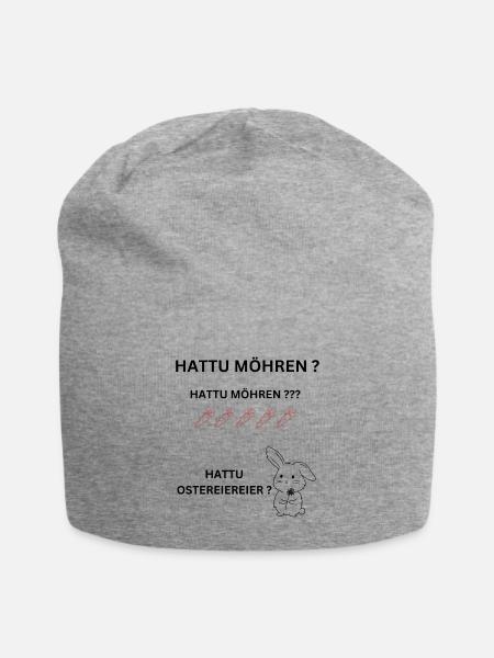 Ostern, Hase Möhre, - Jersey-Beanie - Grau meliert