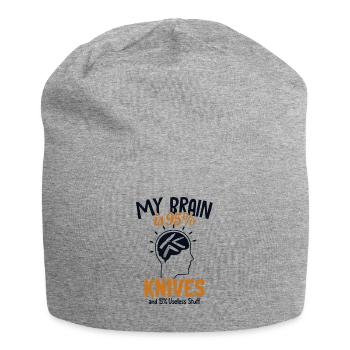 Mein Gehirn ist 95% Messer Metzgermesser Liebhaber Messer - Jersey-Beanie - Grau meliert - Vorne